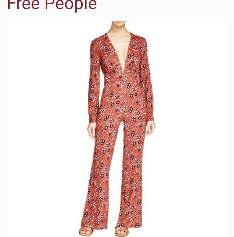 FREE PEOPLE boho floral wide leg jumpsuit